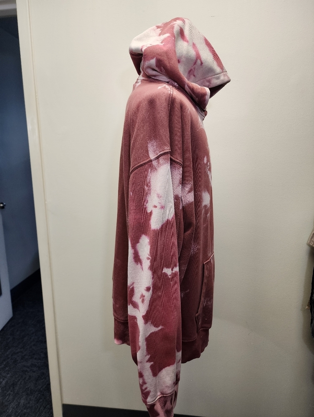 Upcycled Marble Wash Hoodie Old Navy Rust Red Bleach Dyed Oversized Size XXL - Picture 4 of 7